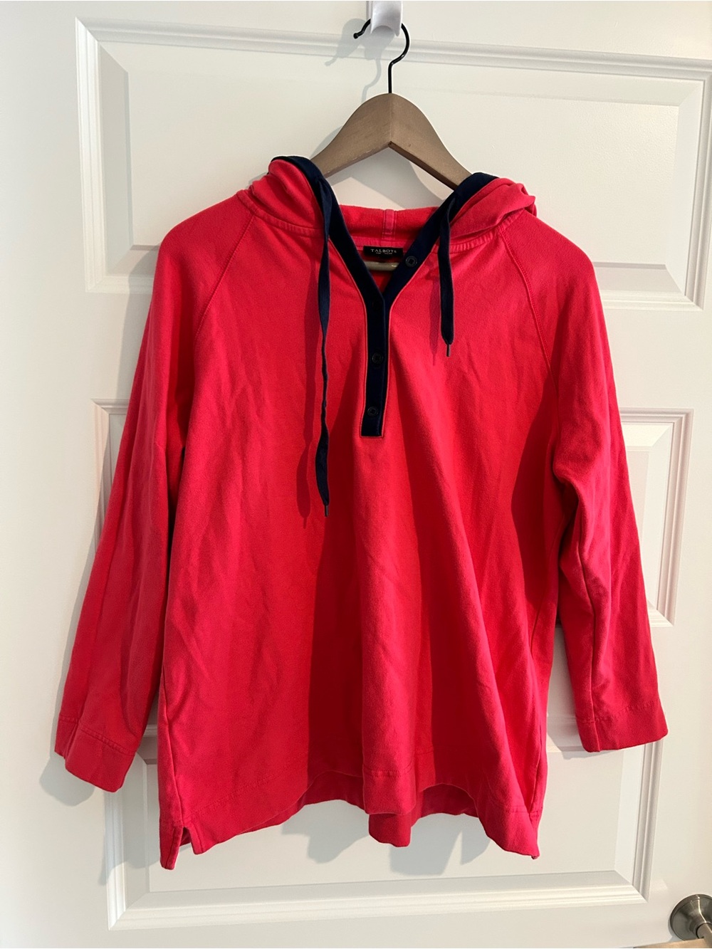 Talbots Petites Pink Hoodie with Navy Blue Trim Size 1XP